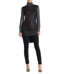 Go Couture Turtleneck High/Low Hem Tunic Sweater